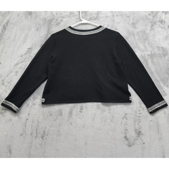 Luxxe Lane Sweater Womens L Black Silver Trim Shrug Cardigan Stretch Knit Formal - Picture 2 of 7